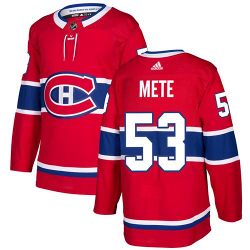 Adidas Men Montreal Canadiens #53 Victor Mete Red Home Authentic Stitched NHL Jersey